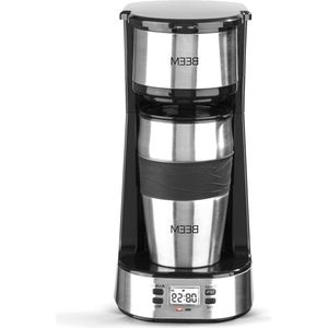 Thermo 2 Go Filterkoffiezetapparaat voor 1 kopje - Thermo - Inclusief 04 l meeneembeker en permanent filter - 24-uurs timer 750 Watt [Roestvrij staal]