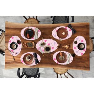 Placemats ovaal - Onderleggers - Ovale placemats - Ballon - Patronen - Roze - 10 stuks