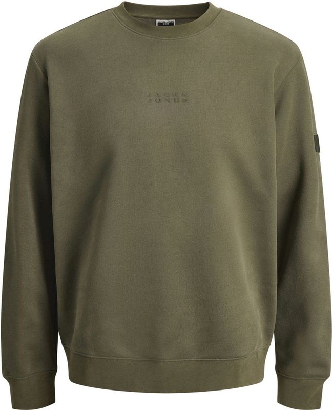 Jack & Jones - JCOPOINT SWEAT BADGE CREW NECK BF - Olijfgroen - Heren - Sweater
