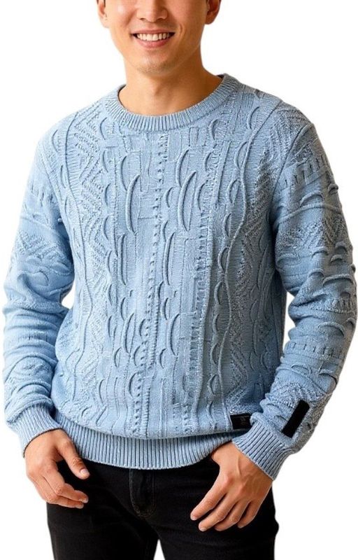 Carlo Colucci - Gebreide Trui - Blauw - Katoen