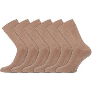 Huissokken | ABS Antislip zool | Merk: Basset | Kleur: Beige | Maat: 35 t/m 50 | 6 Paar