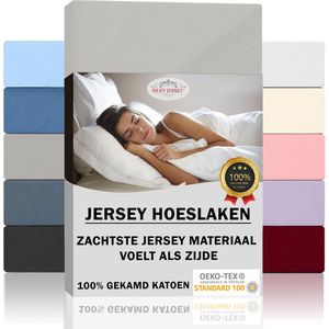 Silky Jersey  Zijdezachte Jersey Hoeslaken Strijkvrij 100% Gekamd Katoen - 120x200+30 cm  Zilver Grijs