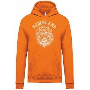 Hoodie Leeuw Print | Koningsdag kleding | oranje hoodie shirt | Oranje | maat XXL
