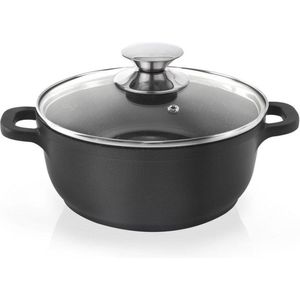 Kookpan Graniet met Glazen Deksel GRANDE 24 cm, 4 l - Kookpot - Soeppan