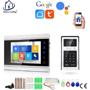 WIFI videofoon met 1 deurbel camera + 1 binnen paneel/scherm en kan werken met spraak gestuurde apps. T-2103V