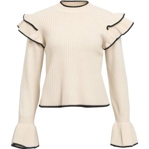 Object Trui Objaki Re New Knit Pullover 142 23048613 White Sand/melange W. Black Dames Maat - M