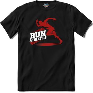 Run Athletics | Hardlopen - Rennen - Sporten - T-Shirt - Unisex - Zwart - Maat 3XL