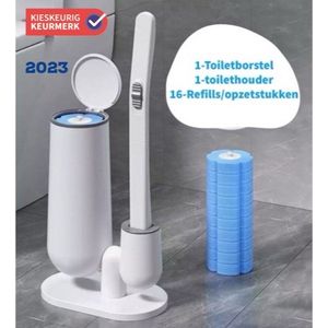 LaNicole®WC-Borstel 1.1 Met Houder Vrijstaand-Hygiënische Toiletborstel-Met 16xpads