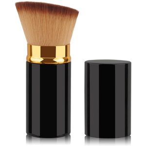 Intrekbare make-upkwast - Make-upkwast voor highlighter, blush, bronzer en poeder - Grote zwart-goud-bruine hoekige punt