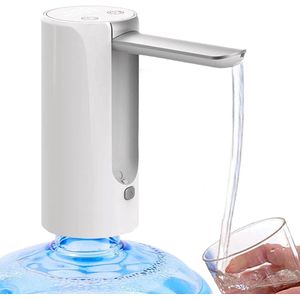 USB-oplaadbare elektrische Waterflespomp met LED-display - Opvouwbaar - 1-5 gallon - Draagbaar - Voor thuis, kantoor, camping - Wit