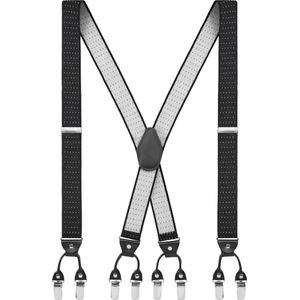 Vexel | Brede Gestippelde Grijze X-vormige Clip Bretels