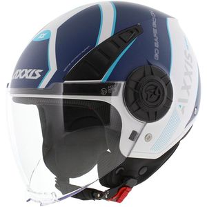 Axxis Metro S jethelm Techno mat blauw wit - Maat M