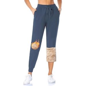 Warme Sherpa Gevoerde Dames Joggingbroek met 2 Zakken en Trekkoord