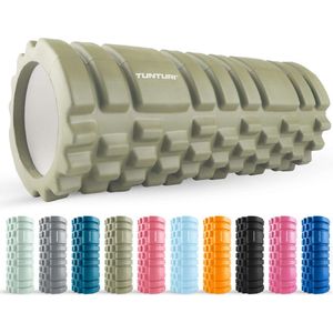Tunturi Yoga Grid Foam Roller - Massage Roller - Foamroller - Fitness Roller - Legergroen- 33cm - Incl. gratis fitness app