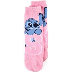 Disney Stitch Huissokken – Fluffy Terry – Antislip Kinder Sokken – Lichtroze – Maat 23/26