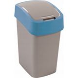 Cuver - Prullenbak / Afvalbak met deksel - Grijs met blauw frame - 25L, Flip Bin