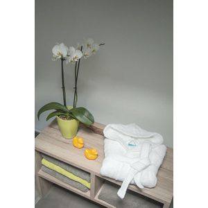 Kinderbadjas met capuchon, 100% katoen, wit