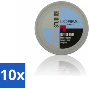 10 x L'Oréal Studio Line Special FX Out of Bed Fibre Cream 150 ml - Fixerende Crème - Nonchalante Look - 24 Uur Fixatie