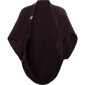 Knit Factory Amber Gerbreide Dames Bolero - Bolero Dames vest - 3/4 mouw - Gebreid damesvest - Gemaakt van 30% wol en 70% acryl - Donkerpaarse dames bolerovest - Midnight Plum - One size