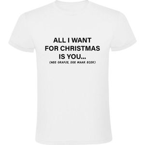 All i want for Christmas Heren T-shirt | Kerst | bier | grapje | Feestdagen | Kerstmis | Kersttshirt | Wit