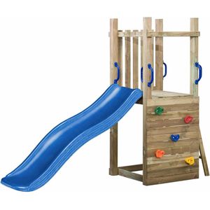 Houten Speeltoestel Irma (SwingKing) | Speeltoren met Glijbaan voor Buiten in de Tuin | FSC Hout - Glijbaan Blauw