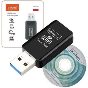 Zenwire - TOP4608 - WiFi Adapter - USB 3.0 - 1300 Mbps - Draadloze Computer Netwerkkaart Ontvanger
