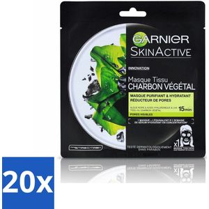 Garnier - SkinActive - Tissue Masker - Charcoal - 1 Gezichtsmasker - Bulkverpakking - 20 stuks