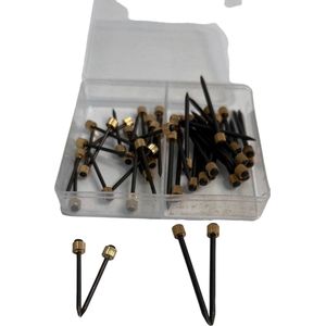 MGM Trading - set van 50 foto ophangnagels, fotospijkers voor muur, fotolijst hangers met plastic opbergdoos, zwarte stalen spijkers en koperen kopspijkers, belastbaar tot 5-30 lbs (2 maten)