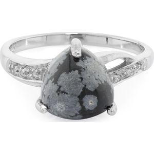 Zilveren ring met een sneeuwvlokken obsidiaan