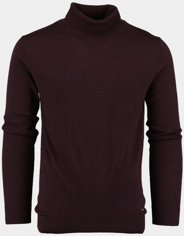Bos - Coltrui Niels Rollneck Pullover - Bordeaux - 100% Merinowol
