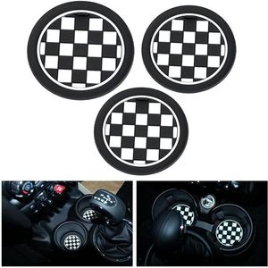 Set van 3 anti-slip auto onderzetters in zwart en roze, speciaal ontworpen voor Mini Cooper Clubman met 72mm en 77mm bekerhouders, voor extra grip en bescherming