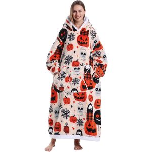 Oversized Hoodie Deken – Draagbare Deken voor Dames & Heren – One Size – Halloween Print
