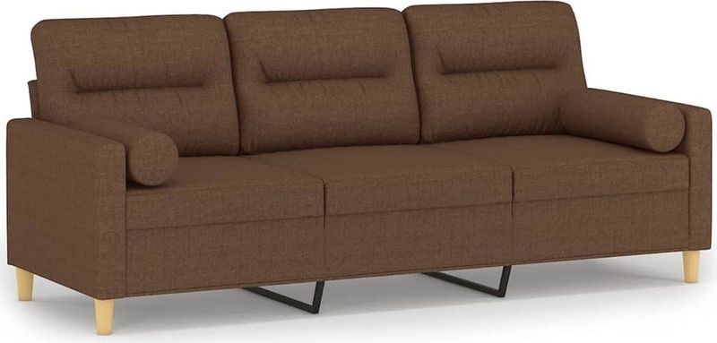 vidaXL - Driezitsbank - met - sierkussens - 180 - cm - stof - bruin