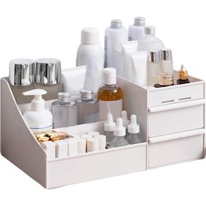 Allecto plus - Multifunctionele make-up bureau-organizer voor kunstbenodigdheden (Wit) met lades