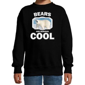 Dieren ijsberen sweater zwart kinderen - bears are serious cool trui jongens/ meisjes - cadeau grote ijsbeer/ ijsberen liefhebber - kinderkleding / kleding 152/164