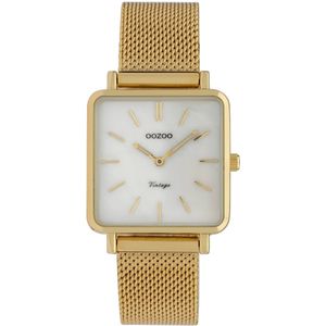 OOZOO Vintage series - goudkleurige horloge met goudkleurige metalen mesh armband - C9843 - Ø28