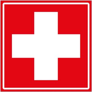 Rood met wit kruis bord - Dibond - 20 x 20 cm