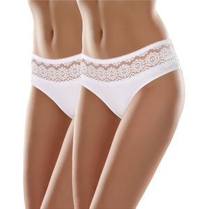 Merry Style Dames Slip Onderbroek - Katoen - Regular Taille - 2-Pack - MS-GAB-21-Panties-n-2P - Wit (2Pack) - S