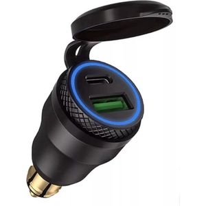 12V USB-C Adapter Hella/DIN - Geschikt voor motoren BMW, Triumph, Honda - Oplader - Waterbestendig en LED Indicator