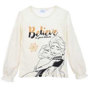 Disney Frozen Shirt - Lange Mouw - Elsa - Off White/Goud - Maat 98/104