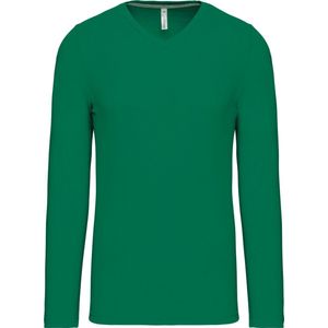 Kariban Herenshirt met lange mouwen en V-hals Kelly Green - S