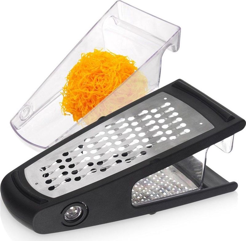 Keukenrasp Edelstaal met Container 24 cm - Raps - Handrasp - Kaasrasp