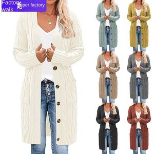 Damesvest met lange mouwen - Gebreid, lang model, openvallend, met knoppen