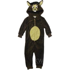 Ezel onesie - maat 92/98 - Dierenpak huispak - bruin