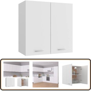 vidaXL Hangkast - 60x31x60 cm - Wit - Bewerkt hout Keukenhangkast - Houten Kast - Opbergkast - Keukenopbergkast - Wit Kast