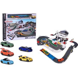 Majorette Porsche Experience Center + 5 voertuigen - Die-cast - 70x60x22 cm - Vanaf 5 jaar - Speelgoedgarage