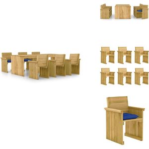 vidaXL Tuinset - Tuinsets - Eethoek - Loungeset - 7-delige Tuinset met kussens geïmpregneerd grenenhout