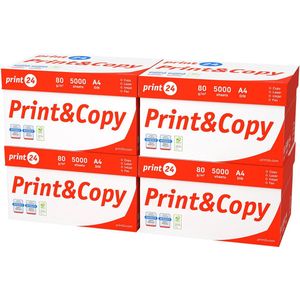 print24 Printerpapier kopieerpapier 20000 vellen 40 x 500 A4 80g premium wit PEFC-gecertificeerd