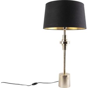 QAZQA diverso - Art Deco Tafellamp met kap - 1 lichts - H 845 mm - Zwart Goud - Woonkamer | Slaapkamer