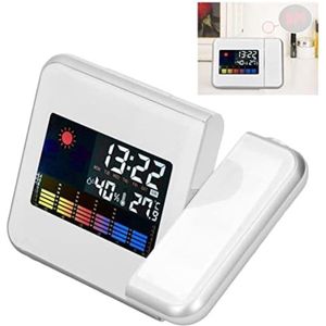 Wekkerradio met Projectie - Digitale Wekker - Digitale Klok - Wit|Grijs